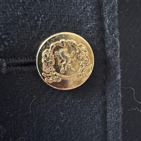 Zara MANTECO premium wool Black Pea Coat with Gold Accents - Picture 6 of 8